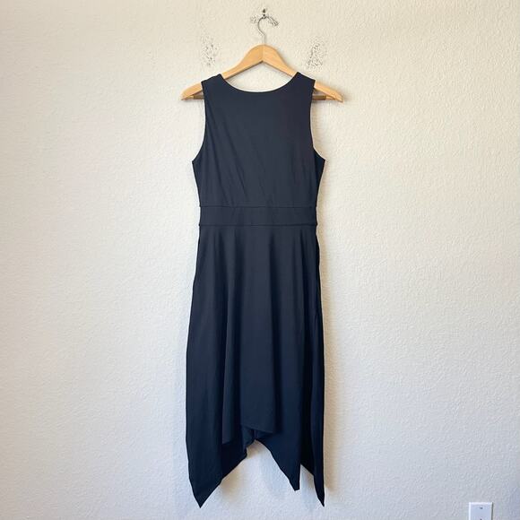 PACT Midi Tank Dress Black Sleeveless Asymmetric Stretch High Low Gothic - Picture 2 of 10